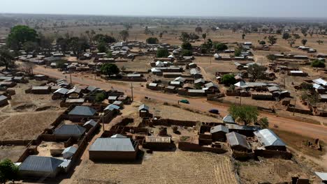 the sprawling community of dawako village in kebi state nigeria - aerial view