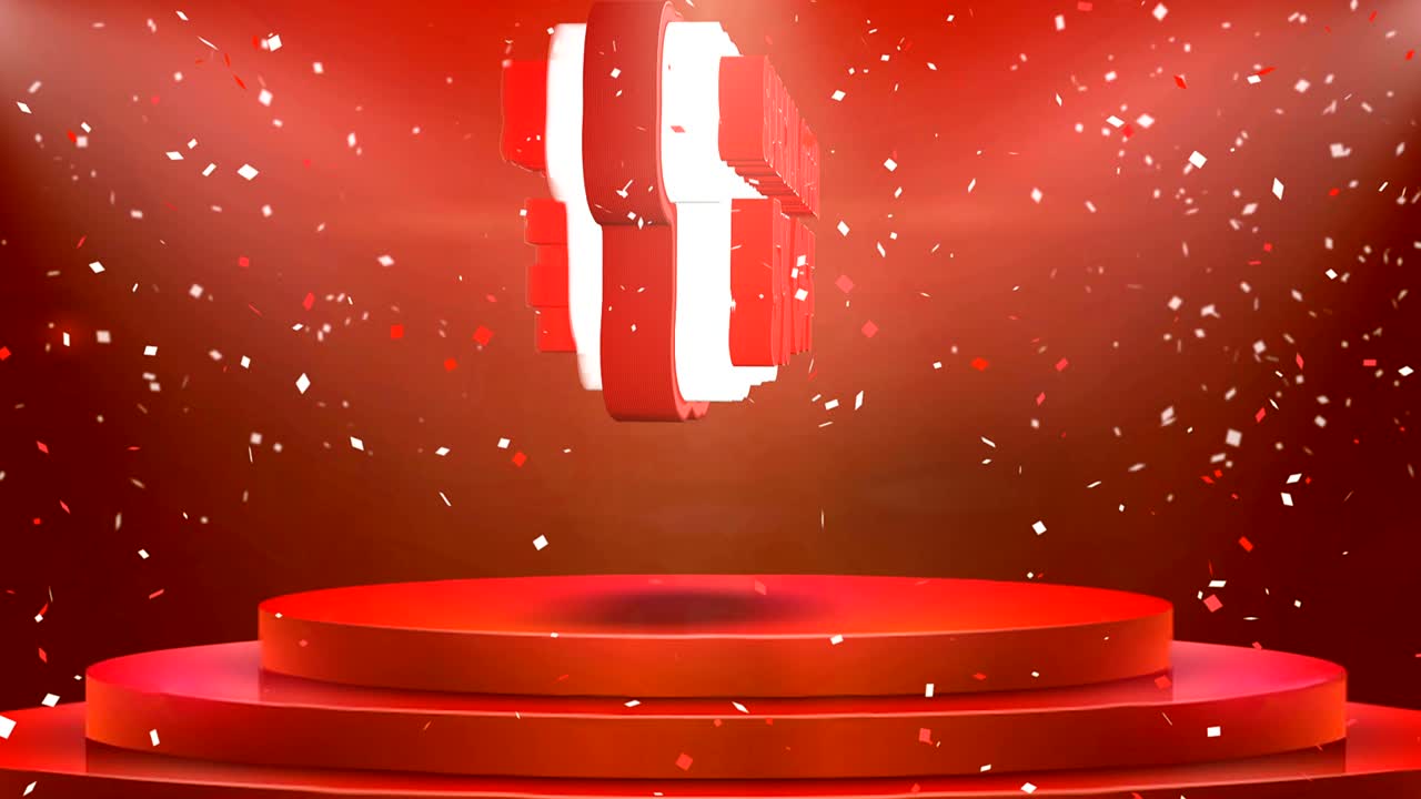 Special Offer 5 off  Text Animation Stage Podium Confetti Loop Animation