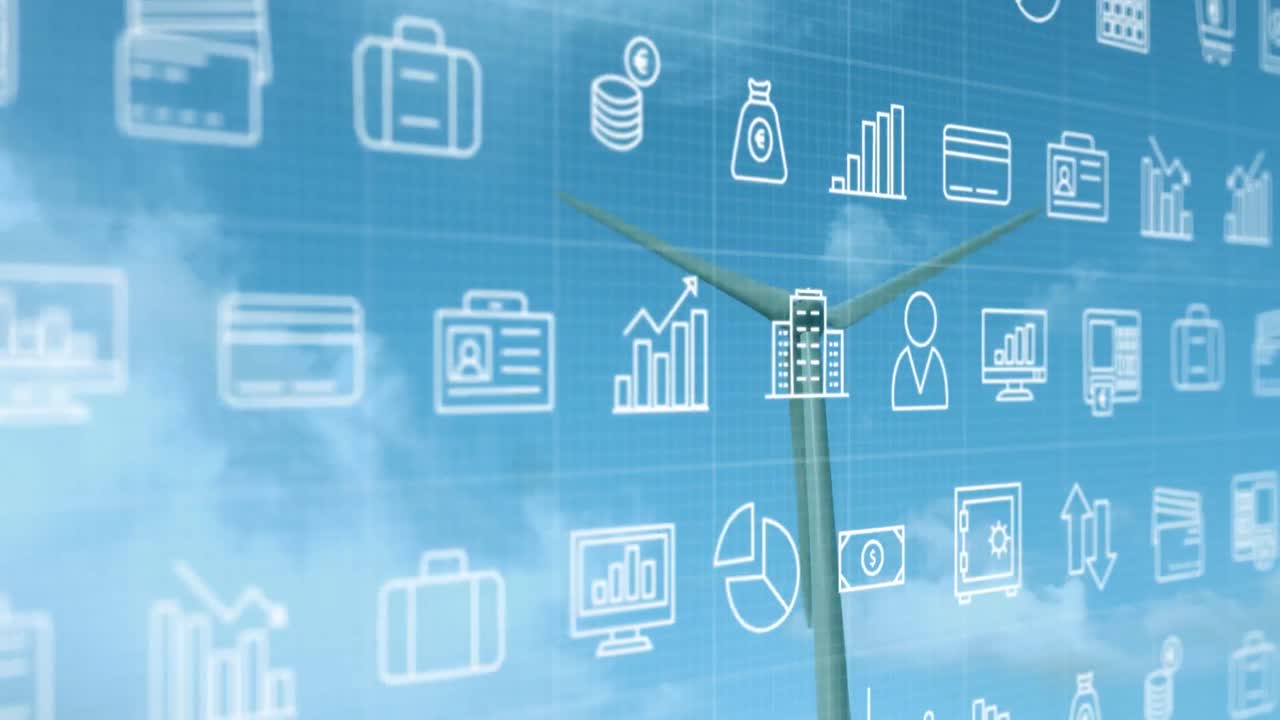 風車の上に落ちるアイコンのアニメーション