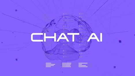 chat ai text over animated brain and data points on purple background