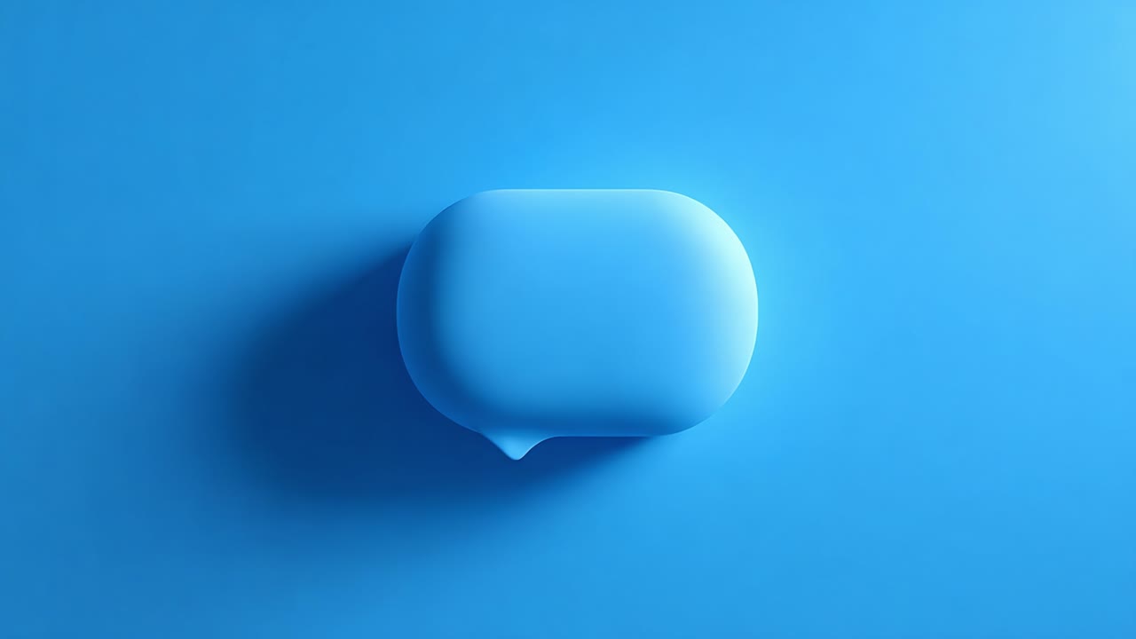 A Stunning Representation of Communication: A Simple Blue Speech Bubble Against a Minimalist Blue Background Capturing Modern Digital Conversations and Interactions