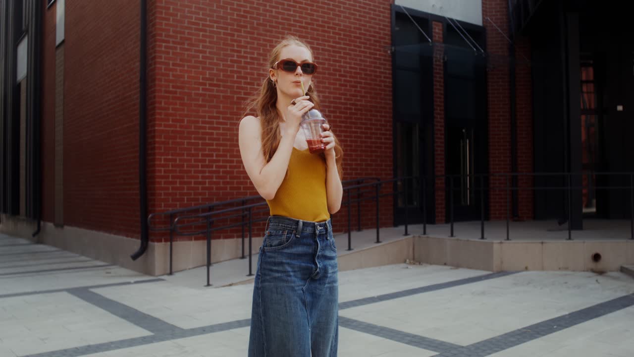 joven con batido y patineta en la ciudad