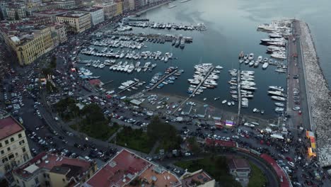 harbor in mergellina, naples, italy filmed by drone 4k