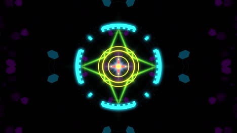 Kaleidoscope with luminous lines. 4K abstract background