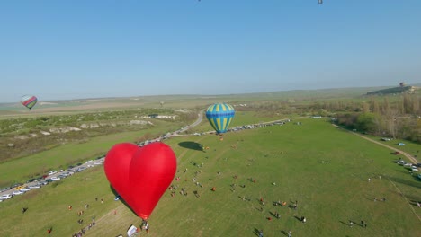 hot air balloon festival in a meadow