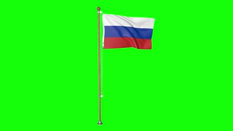 Bandera-De-Rusia-De-Pantalla-Verde-Con-Asta-De-Bandera