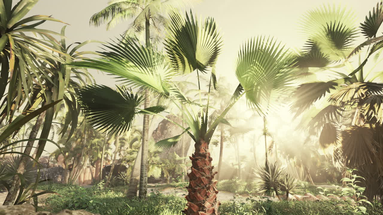 Утренний свет в красивом джунгле.