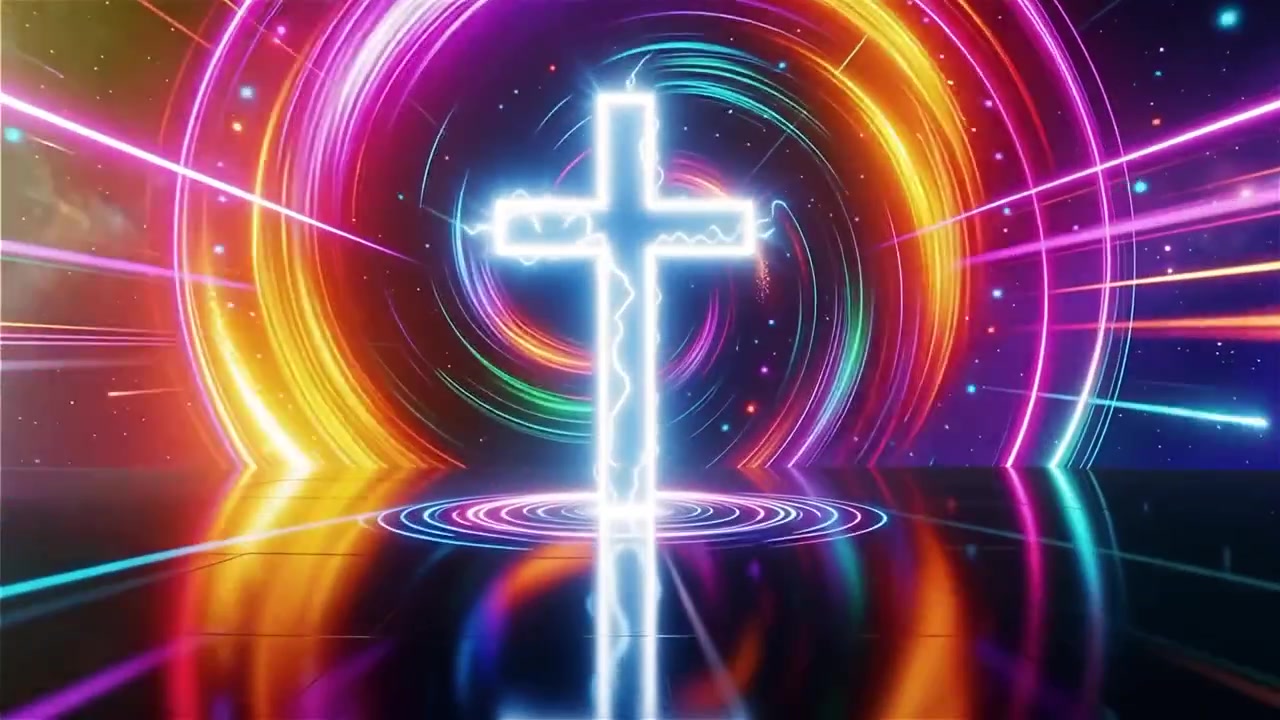Cruz Cristiana con Luz Celestial, Fondo para Adoración.