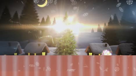 animation of snow falling and winter scenery