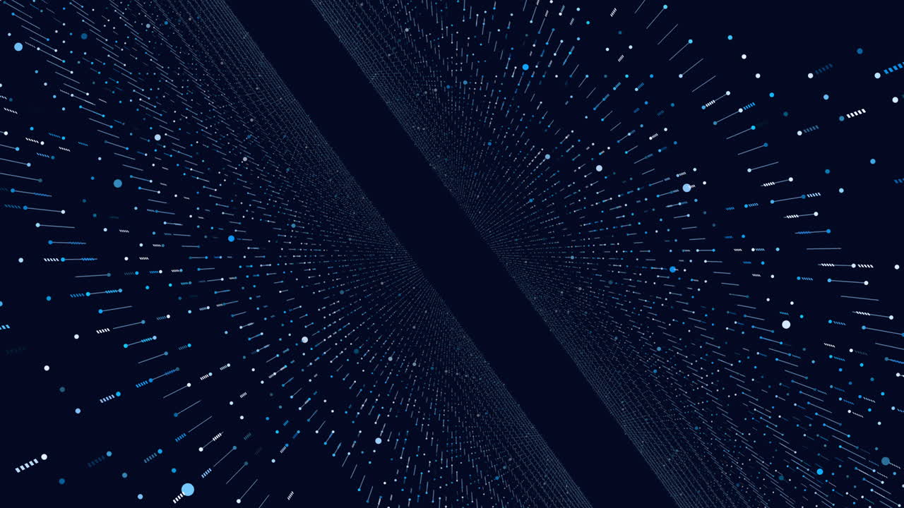 Futuristic neon walls with dots and lines in spiral in dark galaxy