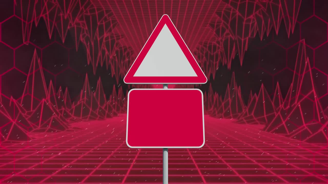 animación de una señal de tráfico y un túnel sobre fondo negro