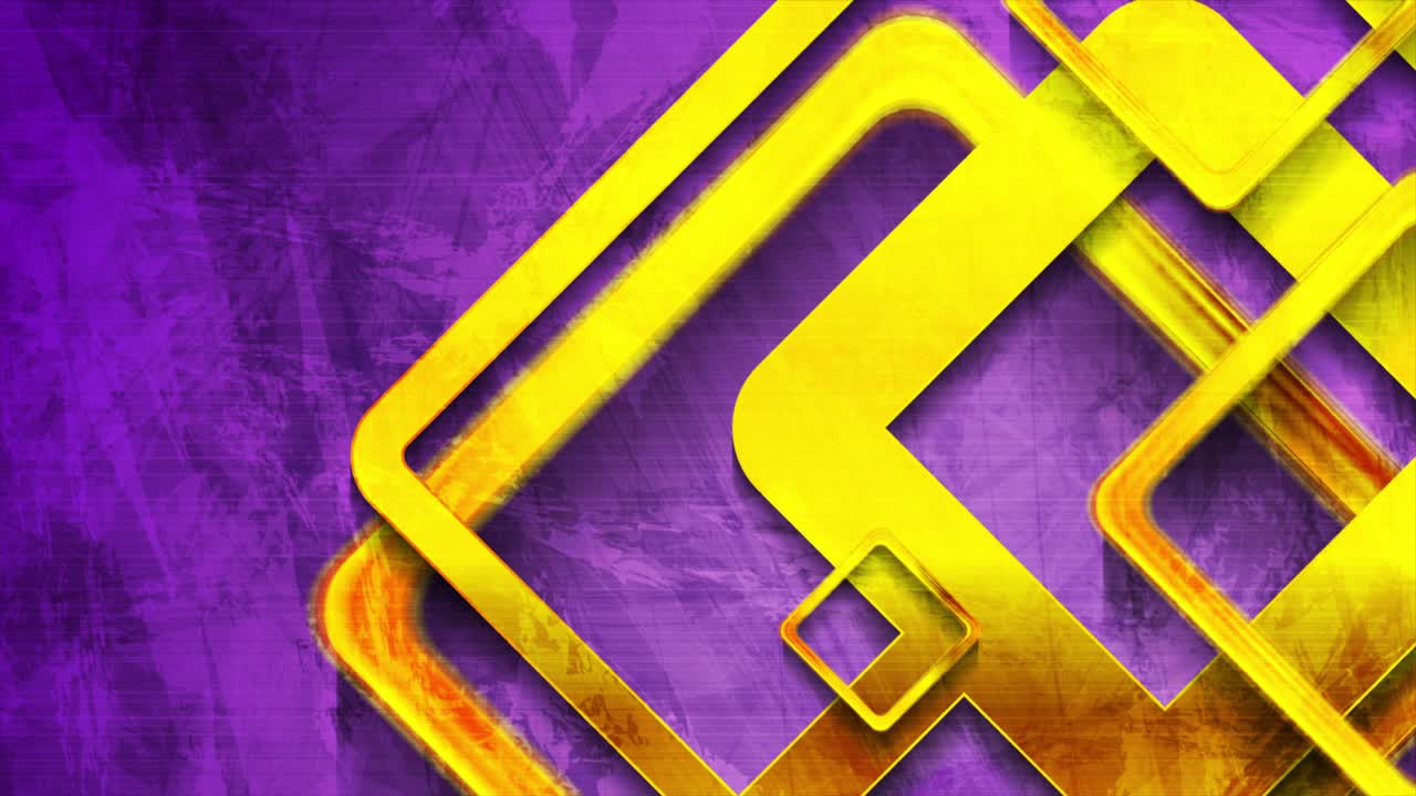 Vibrant violet and orange grunge motion background with squares