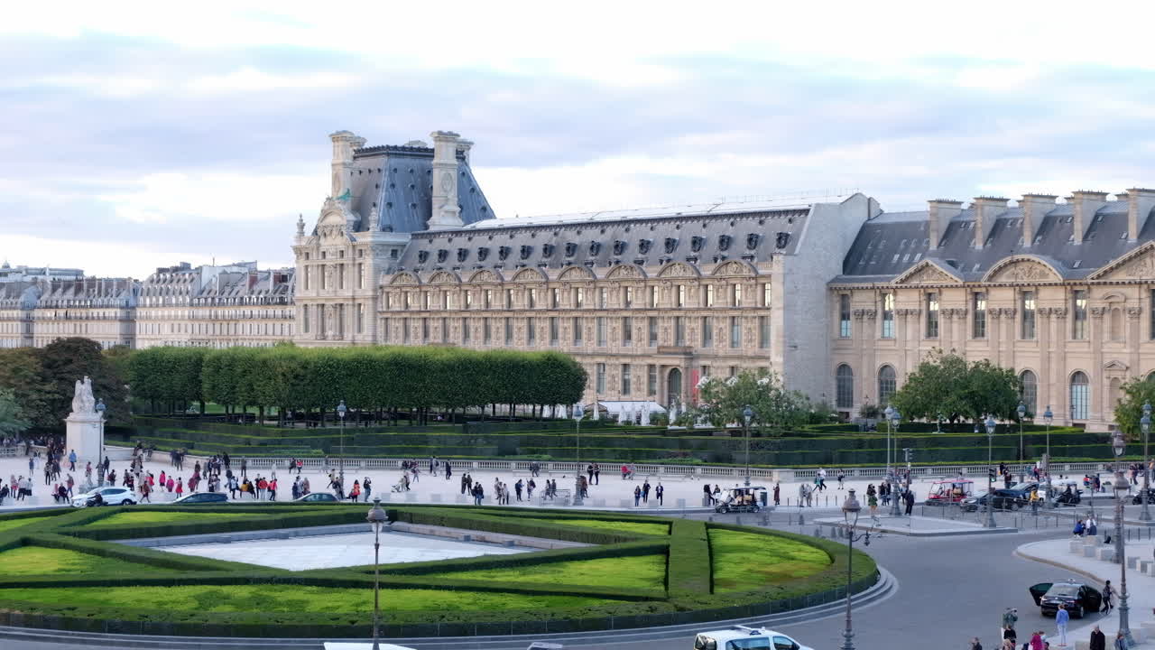 Paris, France - November 21, 2021: Front view of the Louvre Museum in daylight