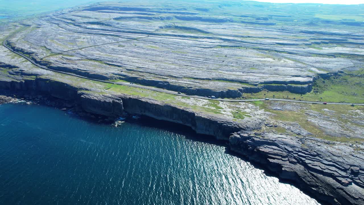 The Burren dramatic coastal road through the rocky limestone landscape on The Wild Atlantic Way Ireland Epic Locations