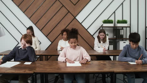 teacher and students at school