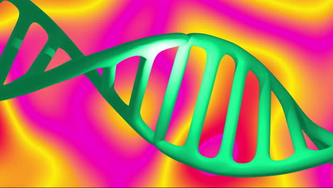 dna strand animation over vibrant pink and yellow background