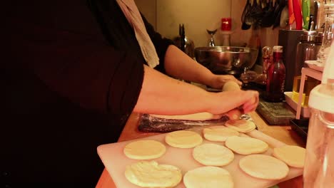 tigelle preparation, typical dish emiliano flour water and yeast