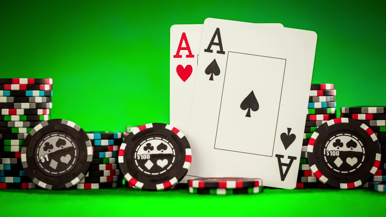 Poker chips and playing cards