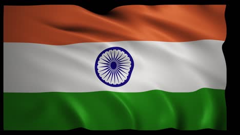 bandera nacional de la india ondeando en el viento con alfa mate. uso para el día nacional y ocasiones del país o eventos nacionales.