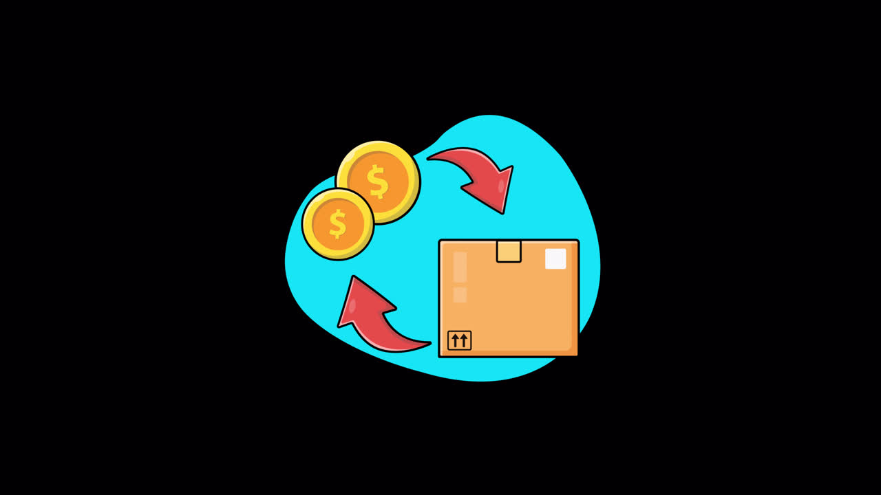 Animation af returnering af produkt og penge tilbage
