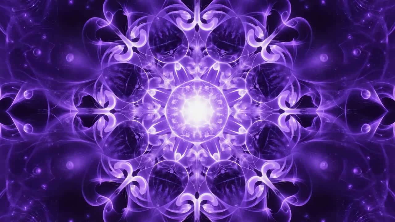 Abstract Purple Glowing Mandala Pattern