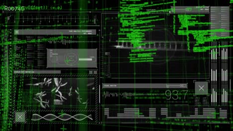 animación del procesamiento de datos científicos sobre un fondo oscuro