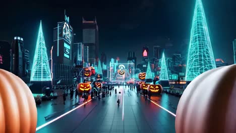 cyberpunk halloween city