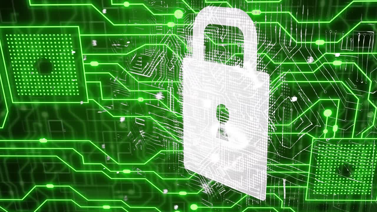 animación del icono del candado a través de la red de conexiones