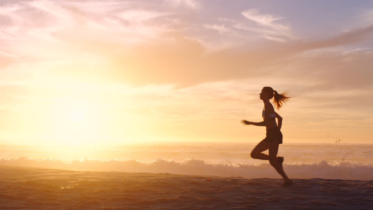 Fit, active and sporty female running
