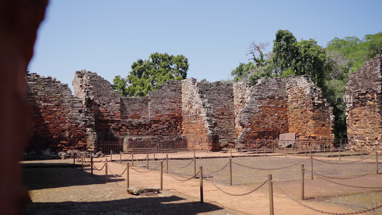Ancient ruins of San Ignacio Mini, historic Jesuit site in Argentina, tourism heritage