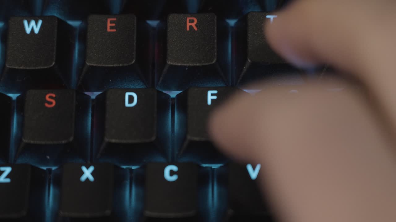 Touch sensitive color change keys from blue to red