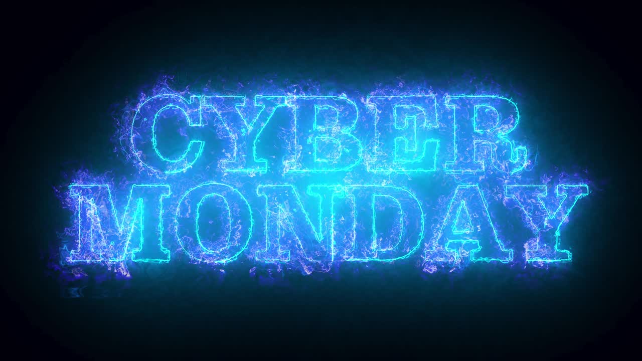 cyber Monday text fire line text loop animation