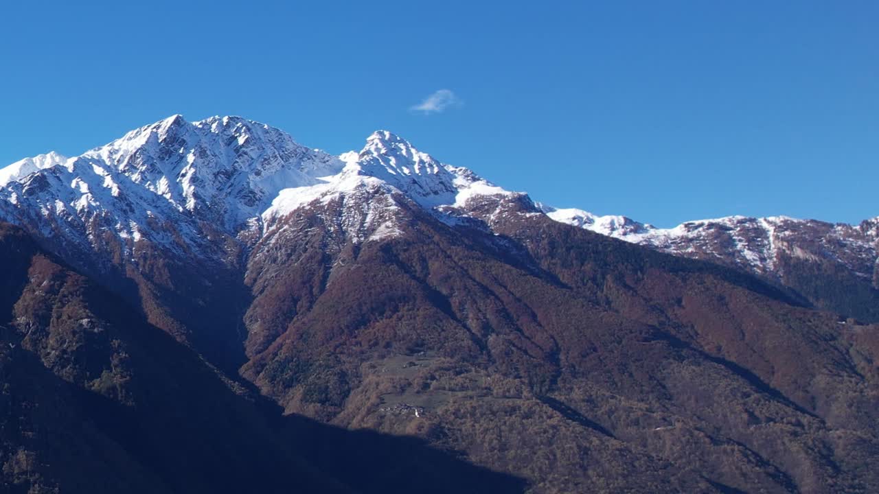 Stunning aerial view of the Alps in Italy during clear skies
