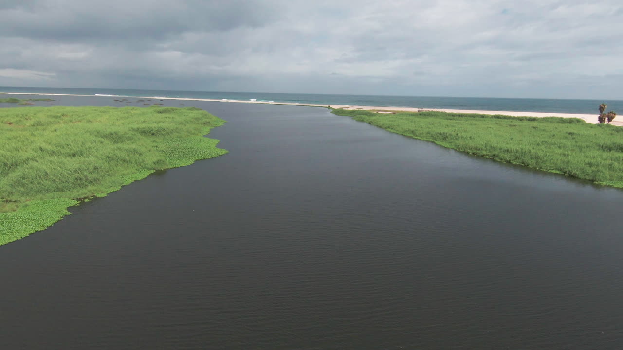Aerial view of the beautiful Estero de San Jose del Cabo, oasis in the desert of Baja California Sur, Mexico.