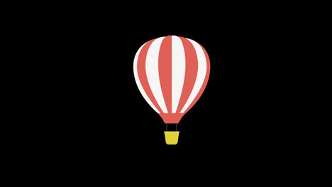 Heißluftballon-Urlaubsabenteuer-Icon-Loop-Animation-Mit-Alphakanal,-Transparentem-Hintergrund,-Prores-444