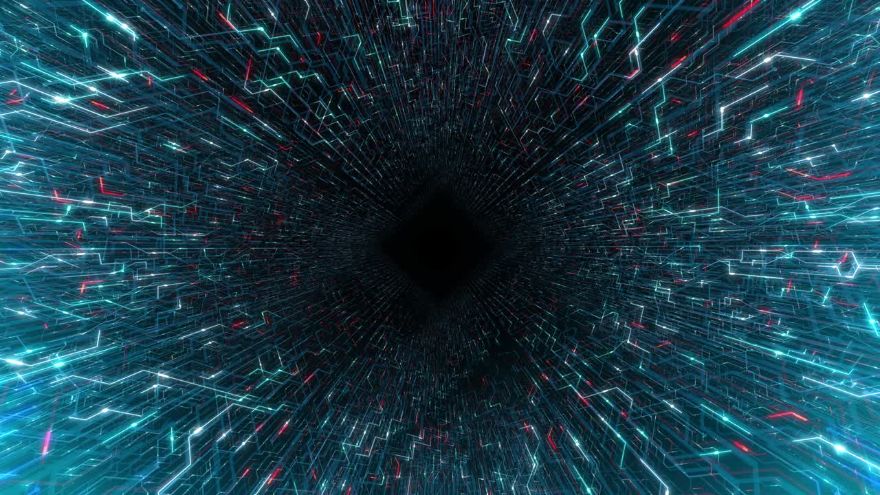 4K seamless loop abstract futuristic electronic circuit board.