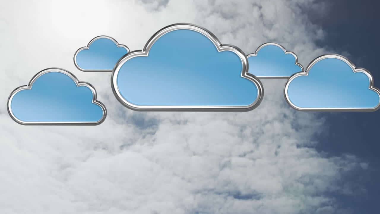 animación de nubes digitales con el cielo en el fondo