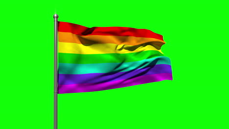 bandera del arco iris soplando contra la pantalla verde