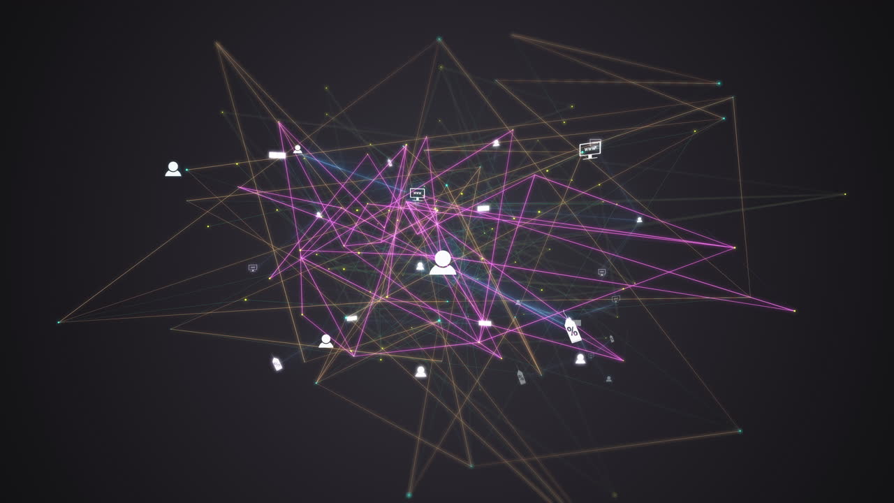 extensión de meta verso internet de las cosas animación en red sobre fondo negro
