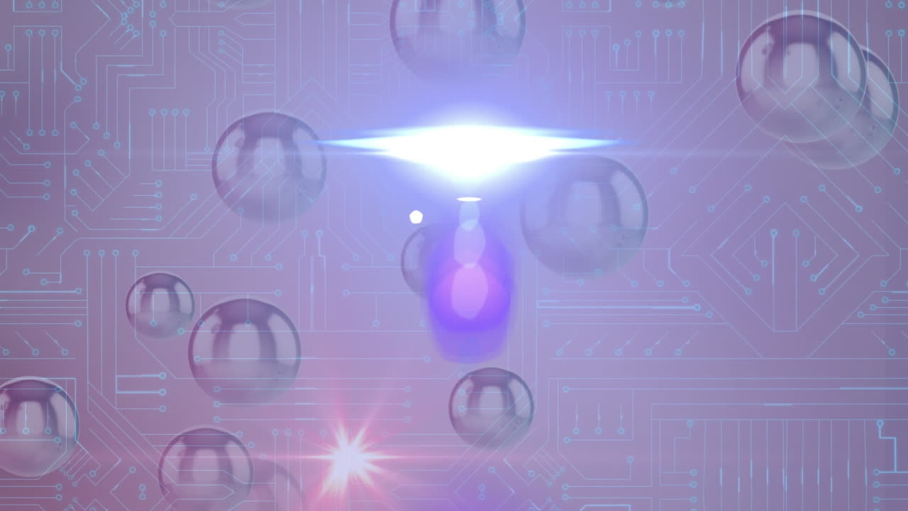 컴퓨터 회로판 위의 반 ⁇ 이는 반점의 애니메이션