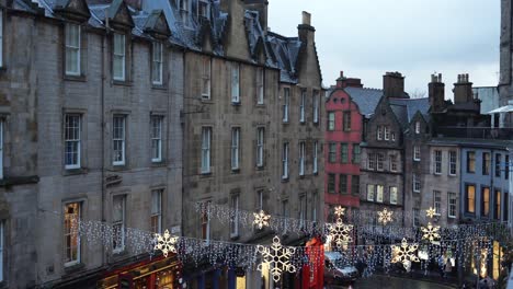 victoria street with christmas decorations, in edinburgh