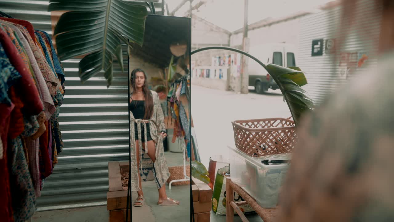 Tropical Fashion in a Mirror Reflection