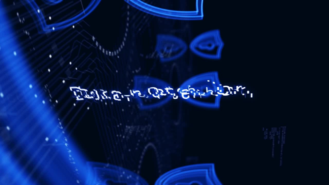 Cyber security and digital network protection symbols loop concept