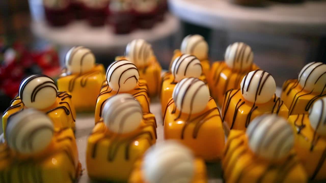 Miniature cakes presentation on a buffet