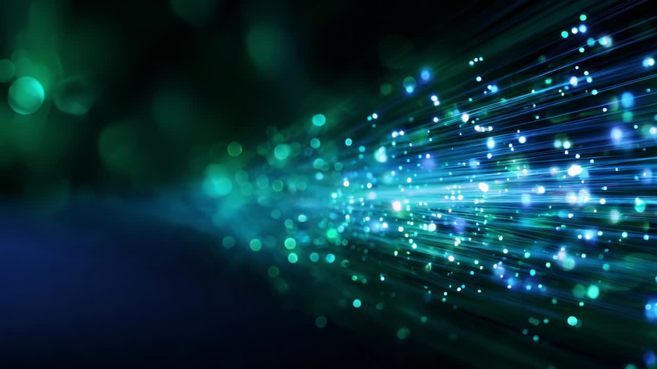 A mesmerizing abstract representation of light particles and vibrant colors, creating a dynamic flow of energy and depth, showcasing the beauty of illumination against a dark backdrop to evoke a sense of wonder