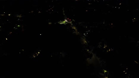 Aerial-View-of-Dimly-Lit-Intersection-at-night