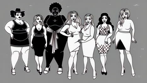 diverse group of stylized women illustrations