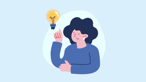 woman with bulb light animation