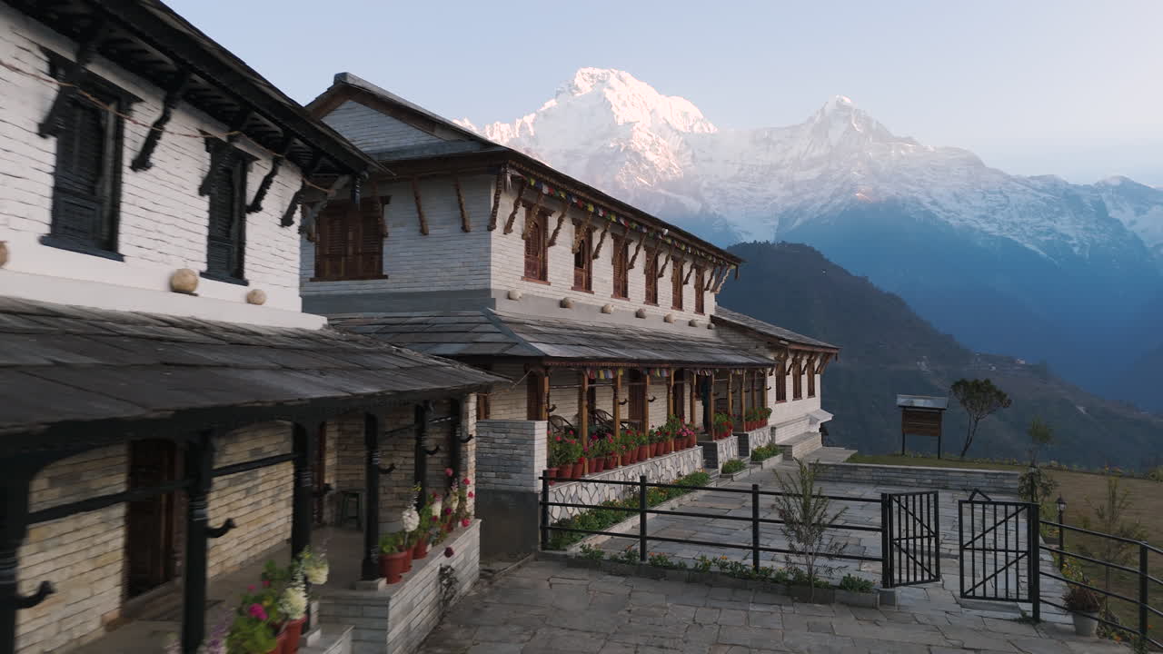 Scenic Mountain View with Traditional Building