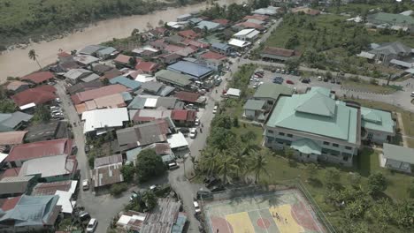 areal drone view summer at kpg gedong borneo,sarawak in conjuction of regatta 2023